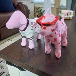 PINK Victoria's Secret Dog Plush Set - Pink and White
